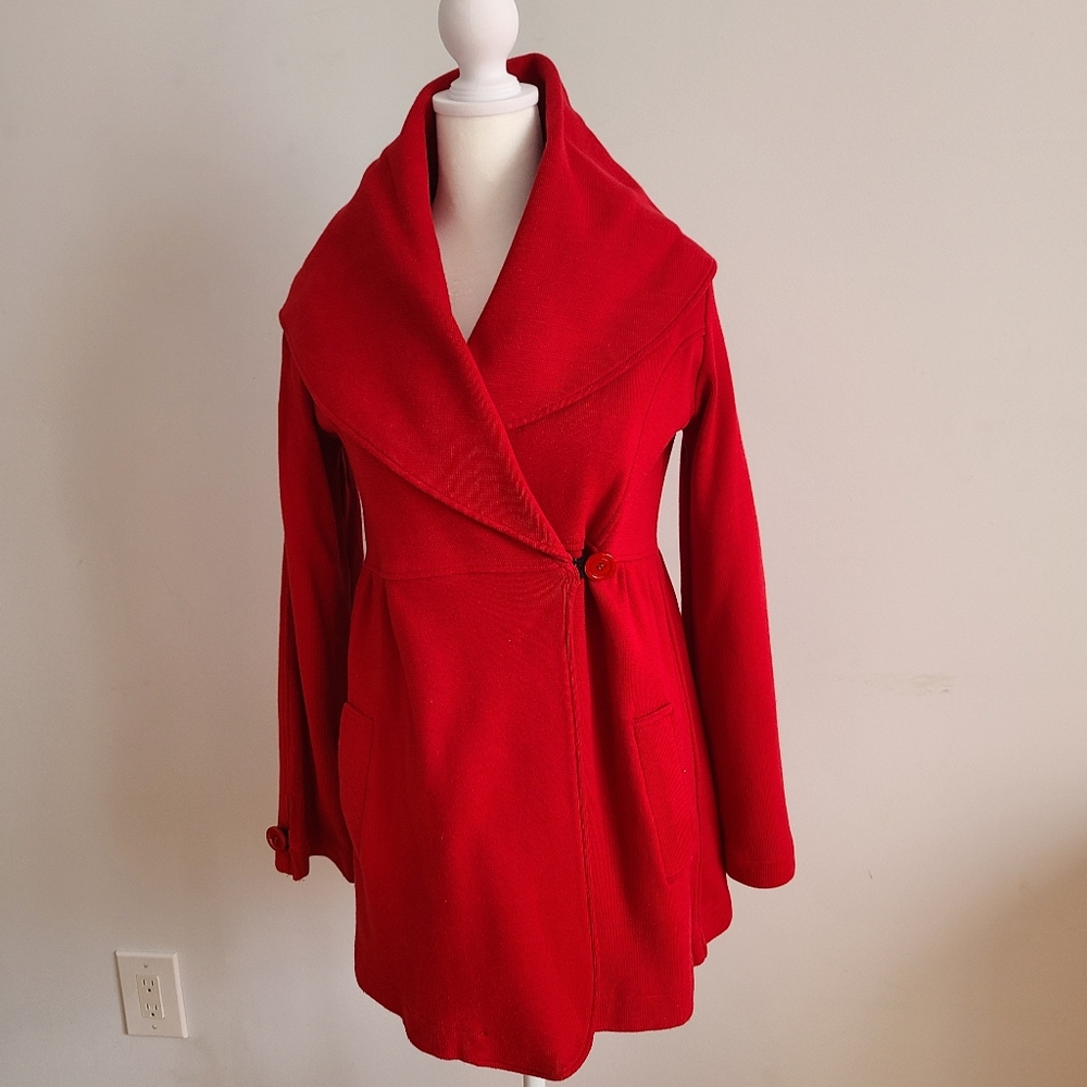 Elegant Red Women's Jersey Cotton Jacket Size S